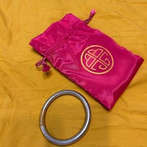 BuDhaGirl SILVER TZUBBIE ALL WEATHER BANGLE® (AWB®) - SERENITY PRAYER with bag